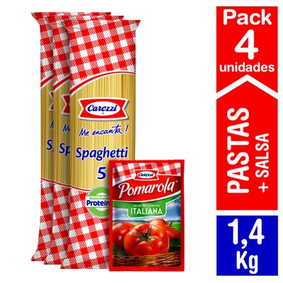 CAROZZI - Pasta Carozzi Pack 3 Spaghetti 5 + Salsa Pomarola - 1,4 Kg