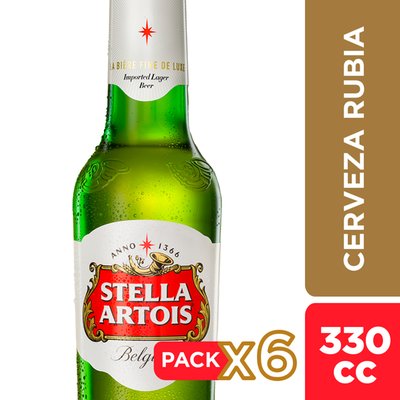 STELLA ARTOIS - Pack Cerveza Botella - 6 UN X 330 CC