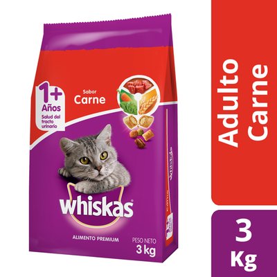WHISKAS - Alimento para Gatos Carne - 3 KG