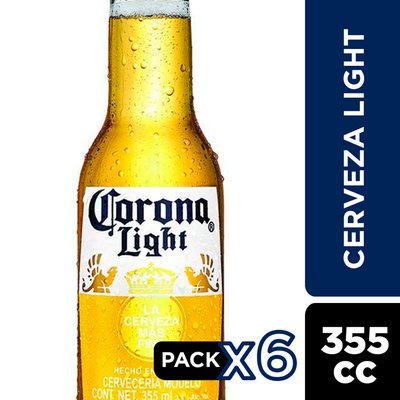  - Pack Cerveza Corona 6x355cc Light Botella - Pack X 6
