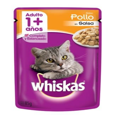 WHISKAS - Alimento para Gatos Pouch 85 GR Pollo - ALIMENTO HUMEDO