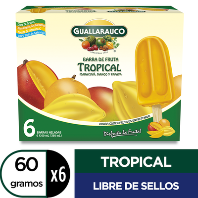 GUALLARAUCO - Helado Barra Tropical - PACK 6x60 GR