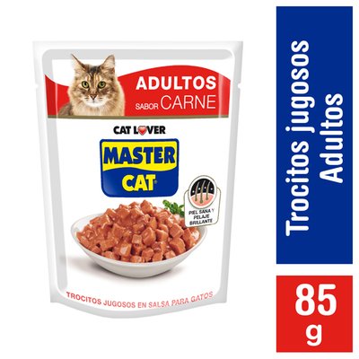 MASTER CAT - Alimento Gato Trocitos Jugosos Carne - 85 GR