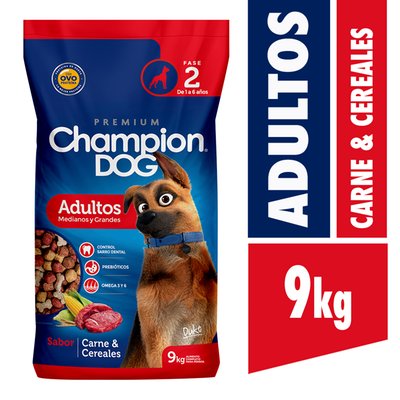 CHAMPION DOG - Alimento para Perro Carne Cereal - 9 Kg