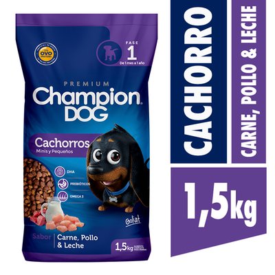 CHAMPION DOG - Alimento para perro  1.5 kg raza pequeña - ALIMENTO SECO 1 a 3 KG