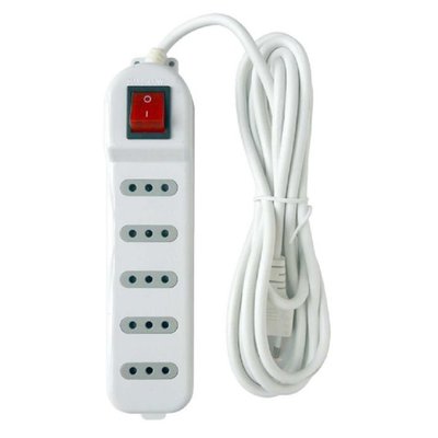 MACROTEL - Alargador Múltiple Switch 5 Posiciones Blanco 3 Metros