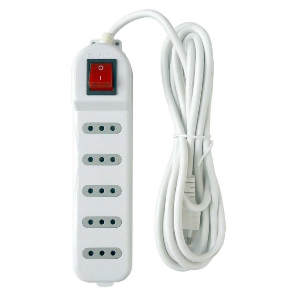 Alargador Múltiple Switch 5 Posiciones Blanco 3 Metros