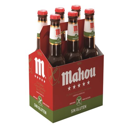 MAHOU - Pack Cerveza Mahou 6x330cc Sin Gluten Botella - Pack X 6