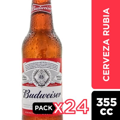 BUDWEISER - Pack Cerveza Budweiser Botella 24x355CC - 24 x 355 cc