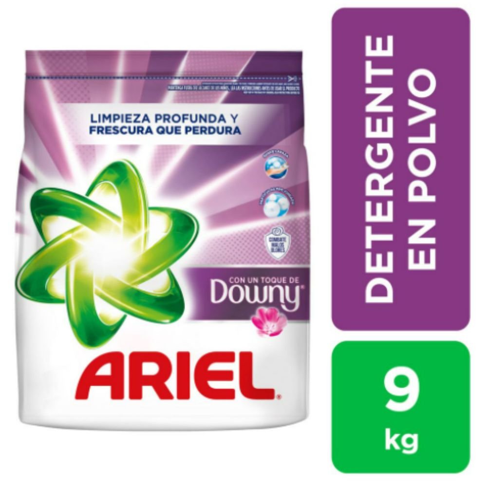 Detergente Polvo Ariel Concentrado con Suavizante Downy 9 kg