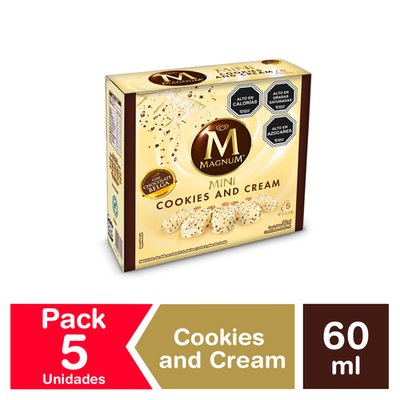 BRESLER - Helado Multipack Magnum Mini Cookies & Cream - PACK 5x60 ML