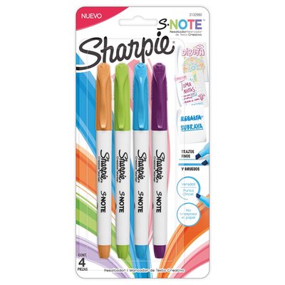 SHARPIE - 4 Destacadores Sharpie Note Blister Colores Intensos - UN