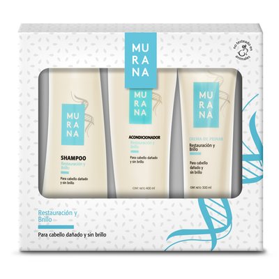 MURANA - Pack Shampoo + Acondicionador + Crema De Peinar Restauración - 2 UN X 400 ML +  300 ML