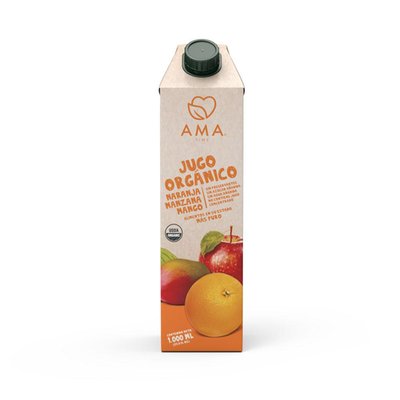 AMA - Jugo Naranja, Manzana, Mango organico 1 LT - 1 LT