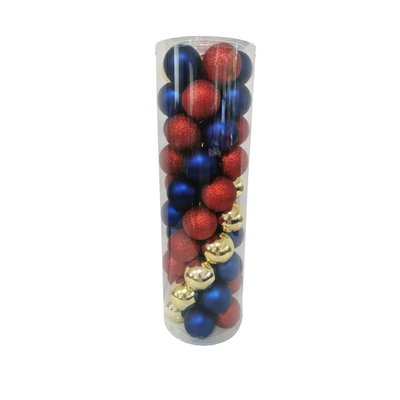 undefined - Set 50 Esferas de Navidad 6 cm Dorado, Rojo y Azul