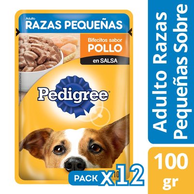PEDIGREE - Alimento Perro en Sobre Sabor Pollo Razas Pequeñas - 12 UN X 100 GR
