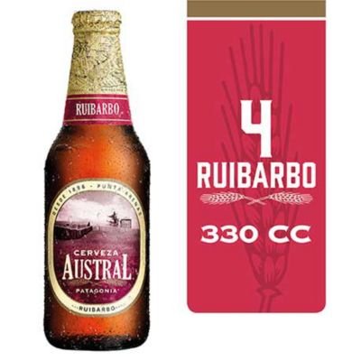 AUSTRAL - Pack Cerveza Ruibarbo Botella - 4 x 330 cc